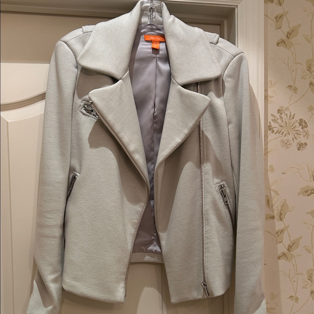 Joe Fresh Light Gray Moto-Style Jacket blazer Size XS. Soft beautiful fabric